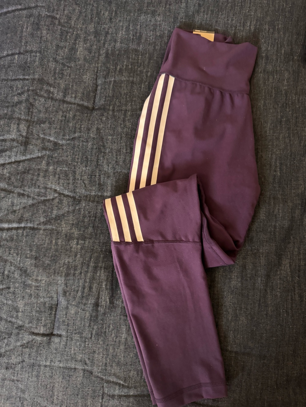 Purple Athletic Leggings with Contrast Stripes